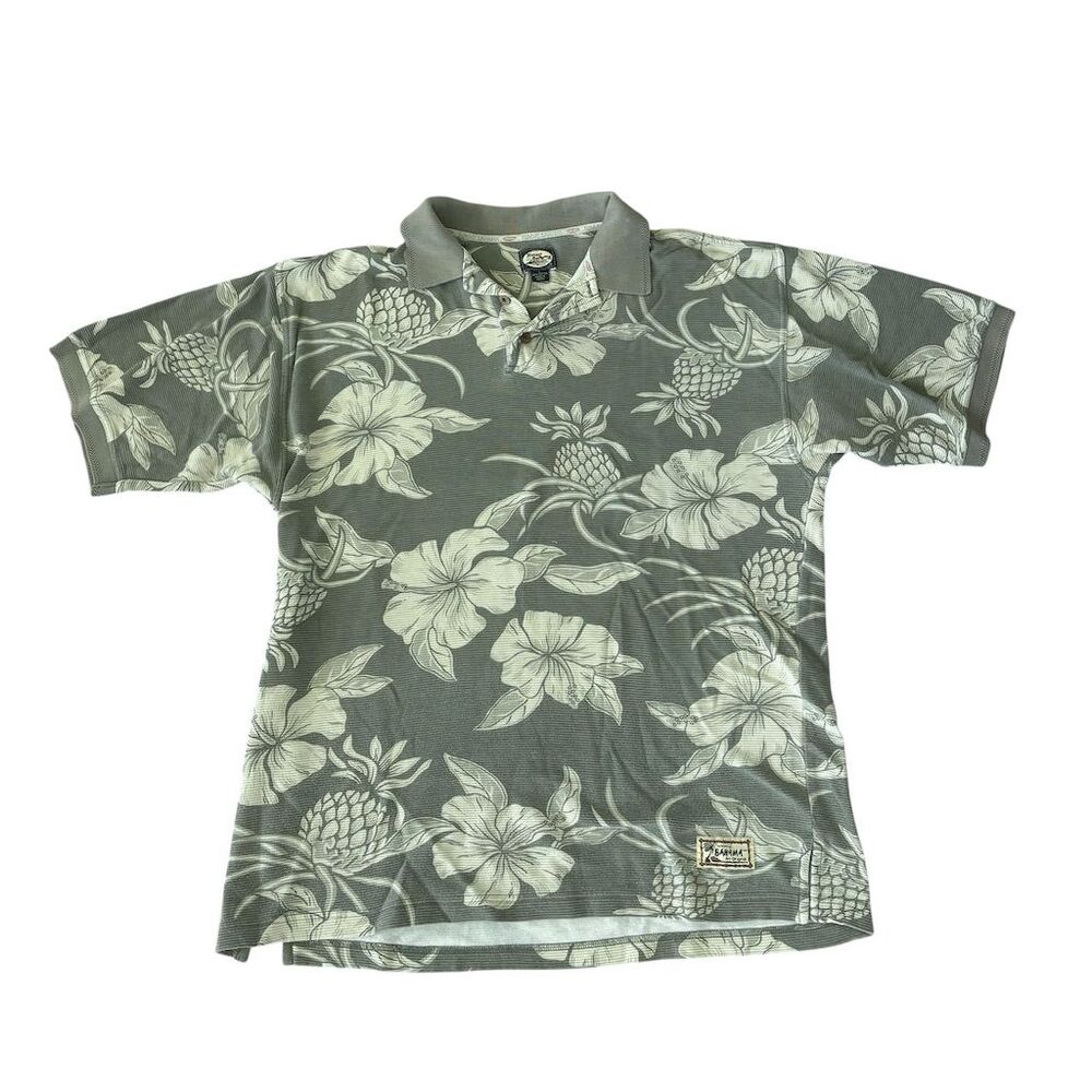 Tommy Bahama Men's Green‎ Floral Polo Shirt Size L (42-44) Short Sleeve Casual